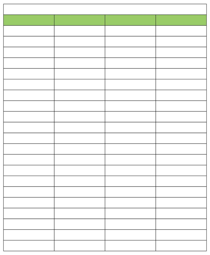 a printable sign up sheet with the number of items in each column and numbers below it