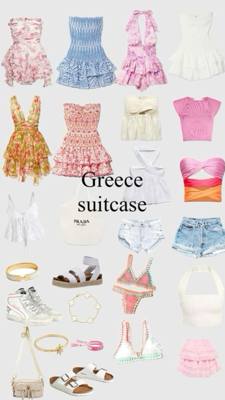 greece suitcase 🇬🇷🌊🐚🥥 Cute Pyjama, Surfergirl Style, Sup Girl, Greece Outfit, Beachy Outfits, Preppy Summer Outfits, Europe Outfits, Outfit Inspo Summer, Italy Outfits