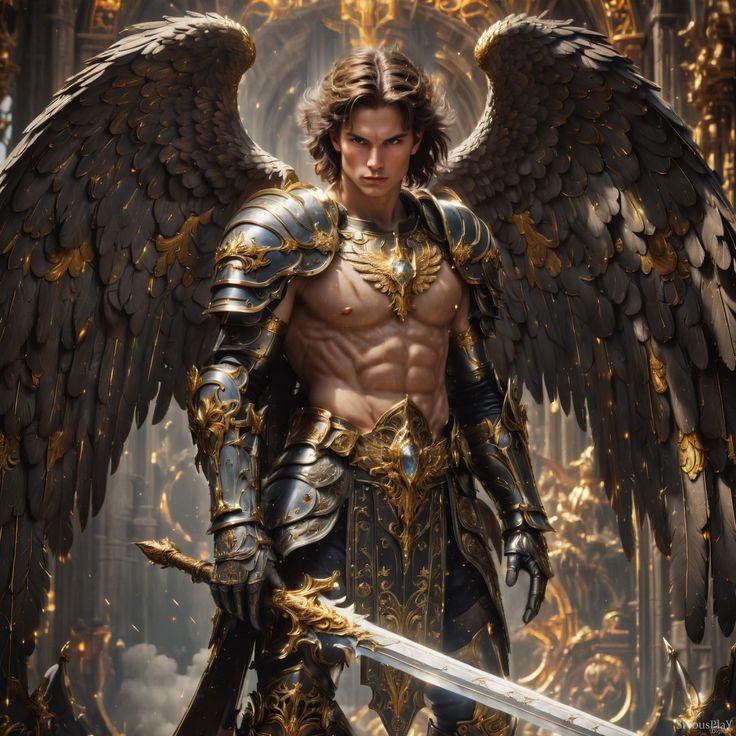 Angel Warrior Male, Fallen Angel Pose, Angel Soldier, Male Fallen Angel, Angelic Warrior, Devil Boy, Angelic Art, Male Angels, Male Fairy