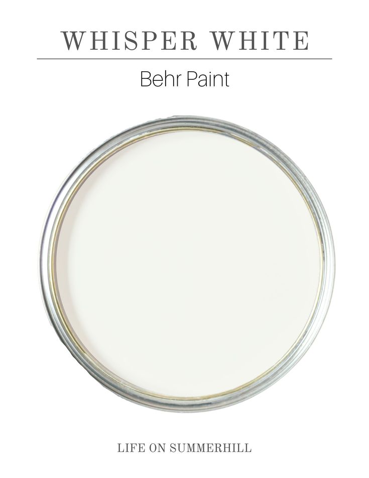 a white paint with the words, whisper white behr paint life on summerhill