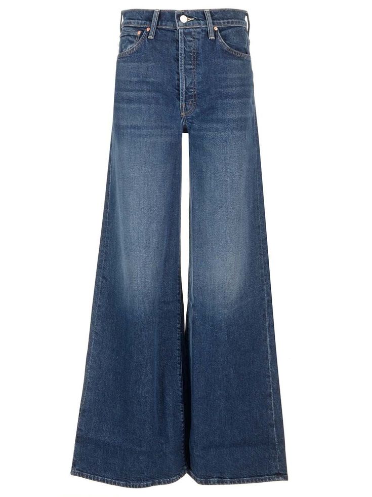 Jeans "Lil" di Mother in denim stretch, con taglio a palazzo blu stonewashed, con 5 tasche e vita alta. Denim Palazzo, Palazzo Design, Palazzo Designs, Versace Designer, Mother Jeans, Best Wallet, Jeans For Women, Shirt Skirt, Shirt Accessories