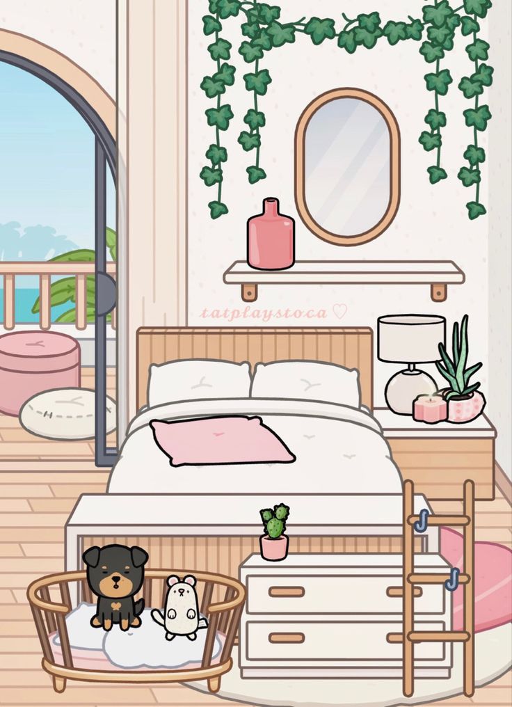 a bedroom with a bed, dresser and teddy bear