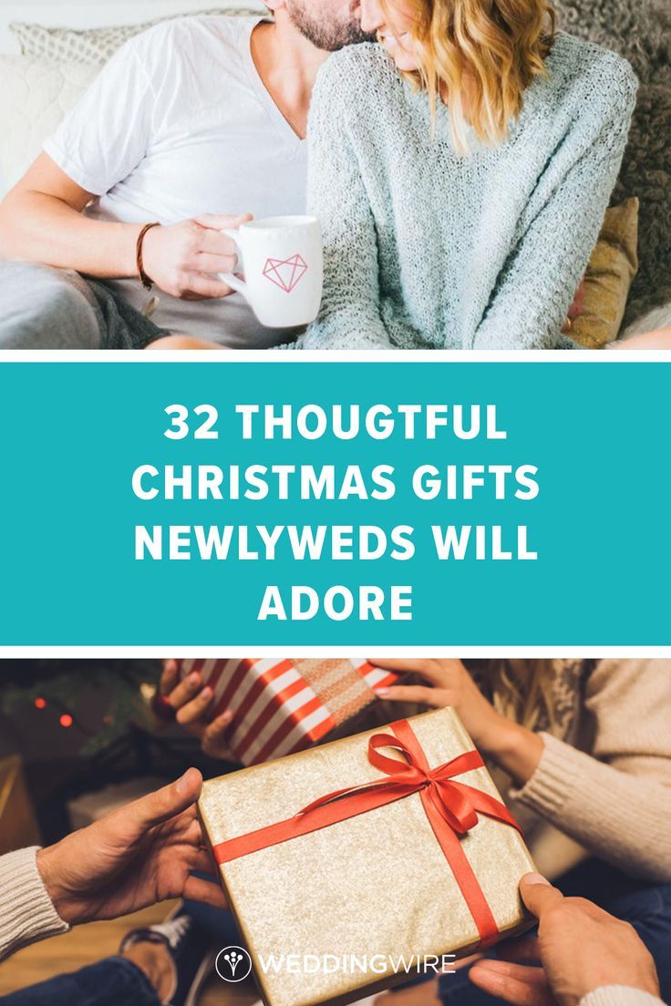 two people sitting on a couch with presents in front of them and the words, 32 thoughtful