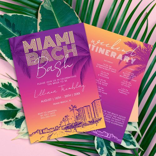 two different colored flyers with palm trees in the background