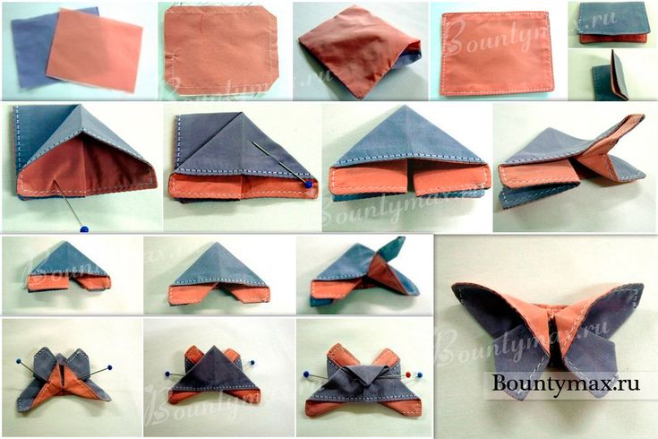 step by step instructions on how to make an origami butterfly with fabric and paper