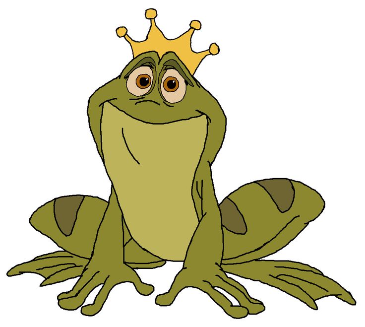 a cartoon frog with a crown on its head sitting in front of the viewer's eyes