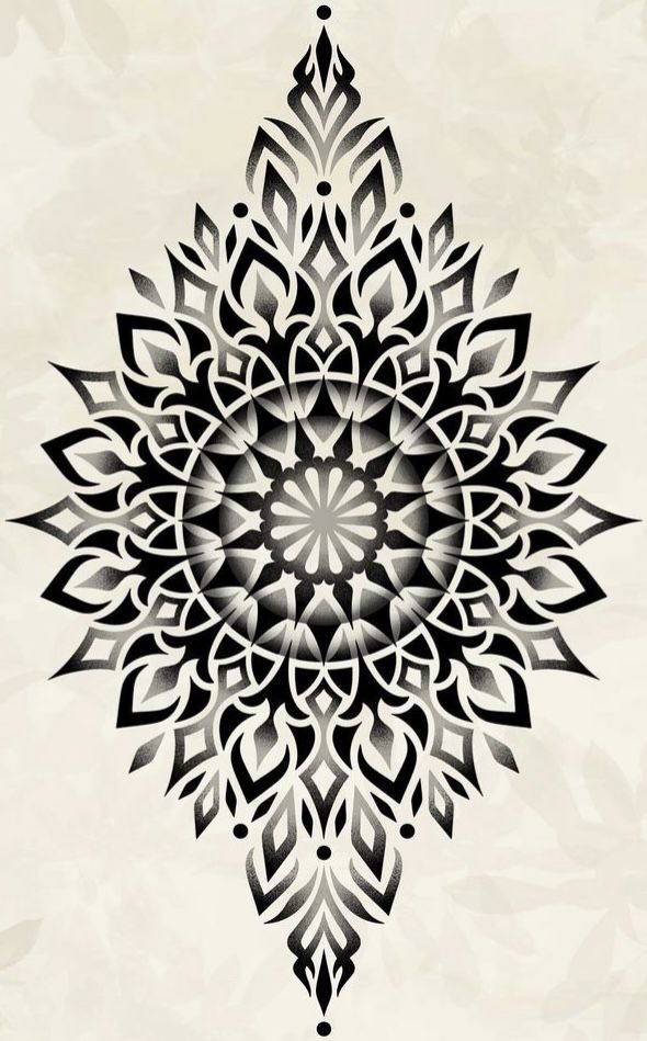 an abstract black and white flower design