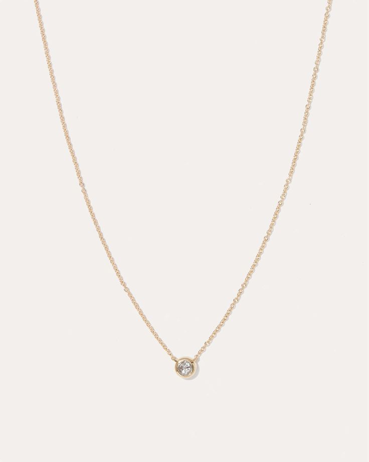 14K Gold Diamond Bezel Necklace | Quince Mini Diamond Necklace, Bezel Diamond Necklace, Gold Solitaire Necklace With Diamond Accents And Round Stone, Diamond Bezel Setting Round Pendant Necklace, Delicate Round Diamond Necklace With Bezel Setting, Diamond Bezel Necklace, Diamond Necklace With Bezel Setting And Round Pendant, Round Rose Gold Birthstone Necklace With Delicate Chain, Diamond Birthstone Necklace With Delicate Round Pendant