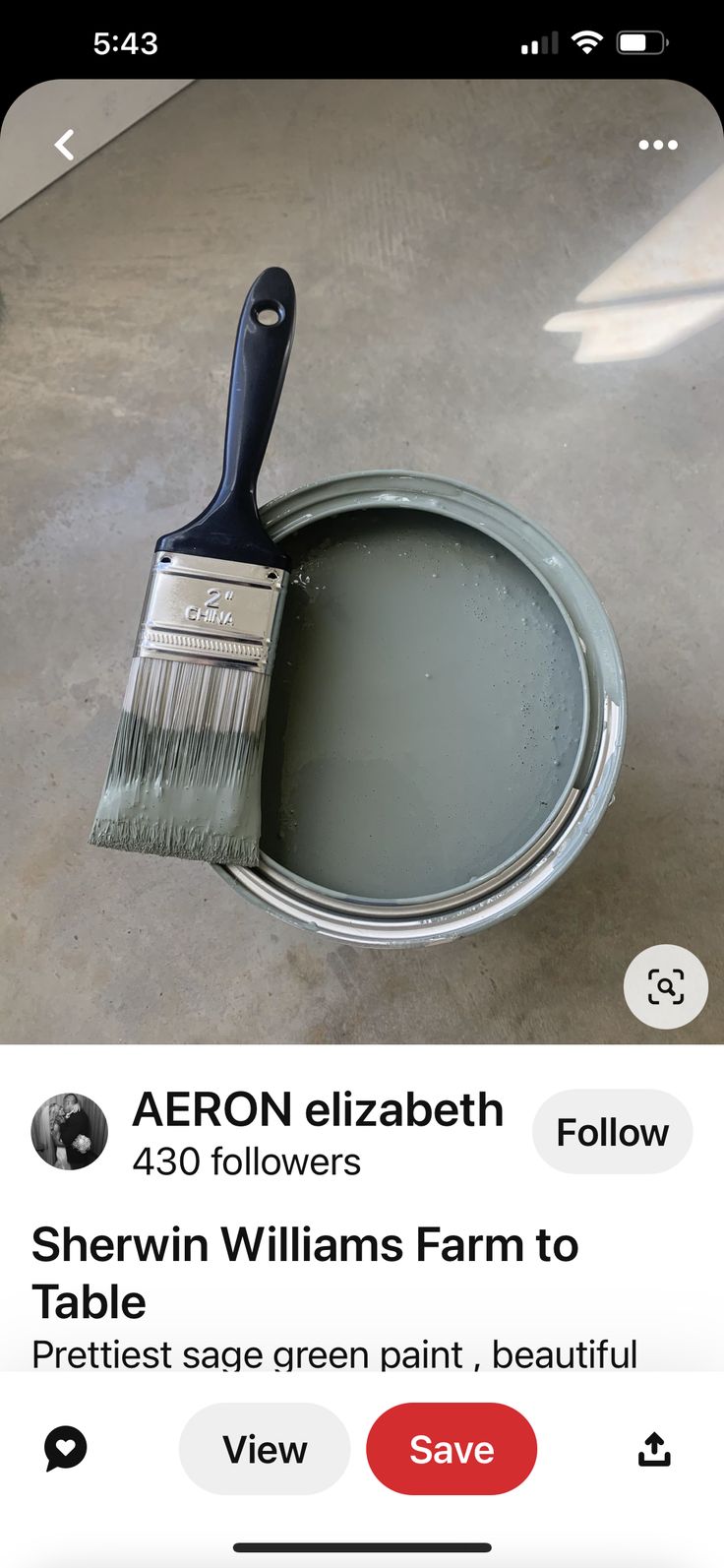 a paint can with a brush in it and the words, aaron elizabeth's 340 followers follow