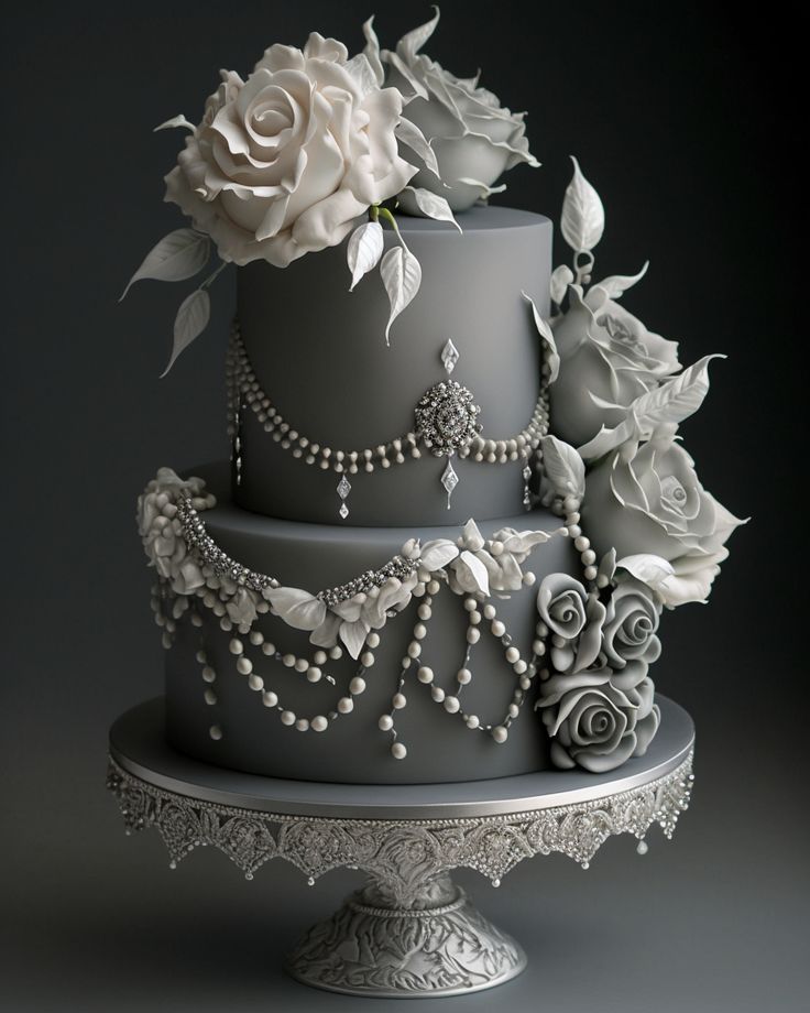 #gothicweddingcake #weddingcakeideas #crystalcake #stoneweddingcake #elegantcake #whitecake #flowercake #gothicstyle #uniqueweddingcake #weddinginspo #bridalcake #cakeart #cakedecorating #weddingplanning #weddingdetails Wedding Cake Gothic, Wedding Cake Luxury, Edible Crystals, Wedding Cake Dark, Wedding Cake Elegant, Skull Wedding Cakes, Cake Luxury, Gothic Wedding Cake, Gray Wedding Cake