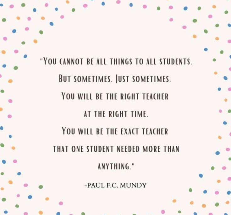 a quote that reads you cannot't be all things to all students but sometimes just someone