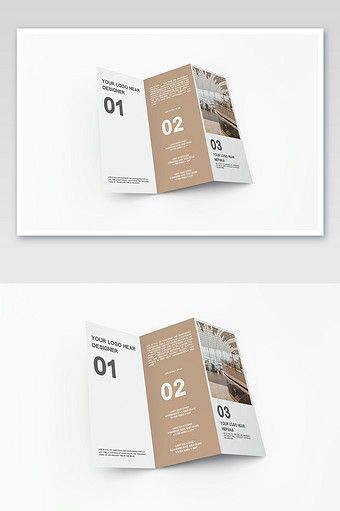 two folded brochures with numbers on the front and back side, one is brown