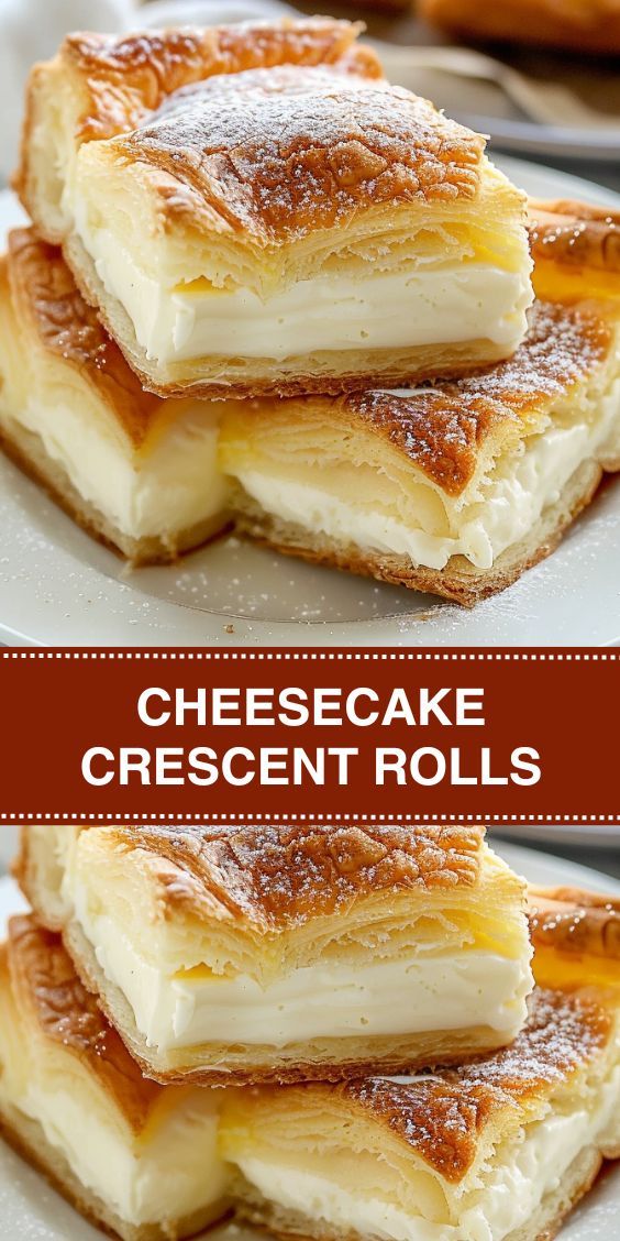 cheesecake crescent rolls stacked on top of each other