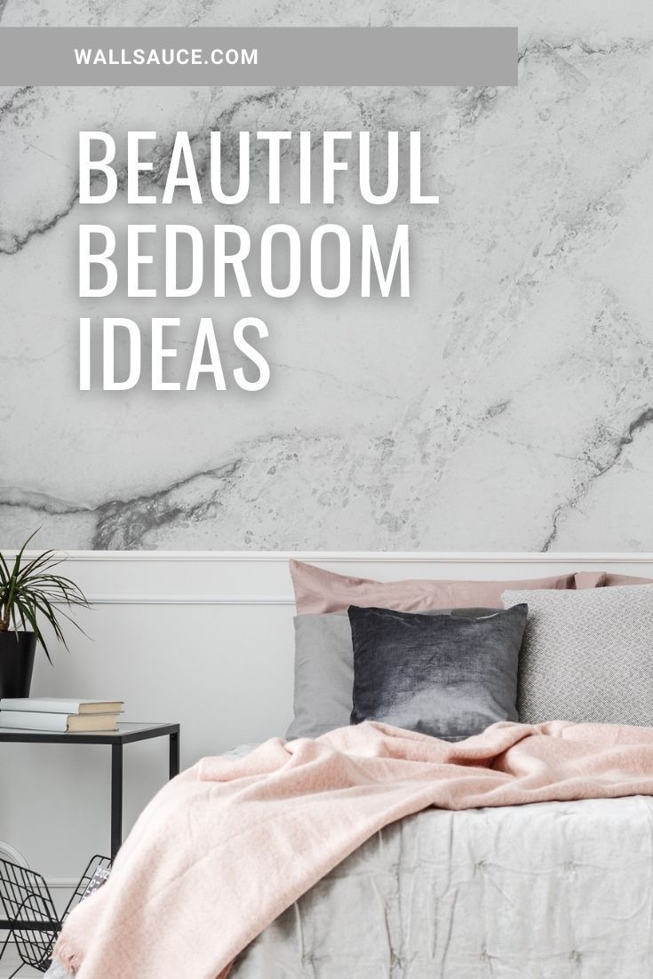 a bedroom with marble walls and flooring that has the words beautiful bedroom ideas on it