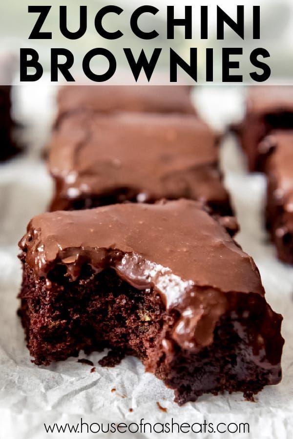 chocolate zucchini brownies with text overlay