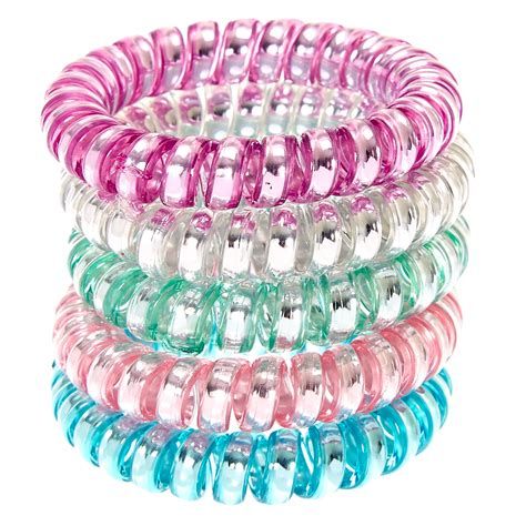 Coil Hair Ties, Spiral Hair Ties, Girl School Supplies, Girly Birthday Party, Hair Tie Accessories, Stacked Hair, Diy Crafts For Girls, Hair Coils, Coil Bracelet