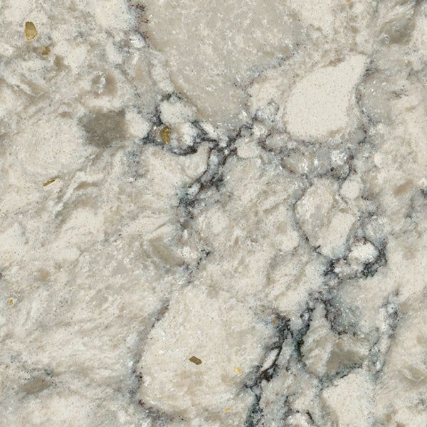 the marble is white and grey with gold flecks