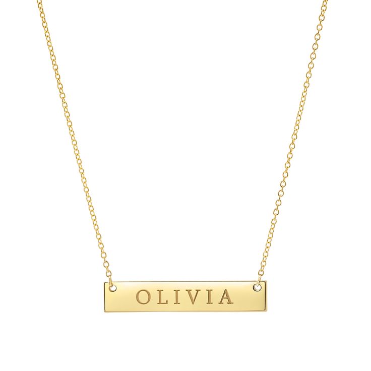 A perfectly classic piece that is a staple in every jewelry wardrobe. This high shine custom plate allows you get creative and engrave anything you love! Wear it alone or stacked with your favorite BABYGOLD chains for effortless style. 

Size: 28mm (W) x 5.3mm (H)
10 characters Max
Solid 14K Gold
Lifetime Guarantee
Made in Los Angeles Jewelry Wardrobe, Custom Plates, Nameplate Necklace, Gold Piece, Get Creative, Rose Gold Necklace, Metal Necklaces, Necklace Sizes, Personalized Necklace