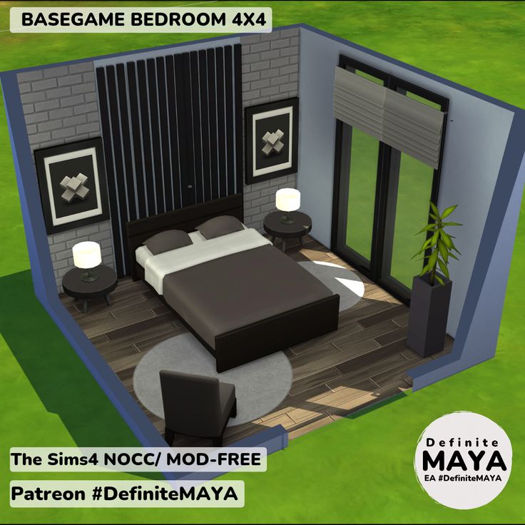 an image of a bedroom in the game sims 4 noc / mod free