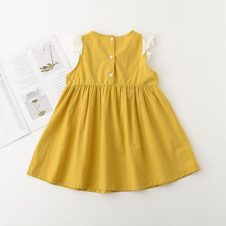 *Product Title:Toddler Girl Lace Collar Dress*Keyword Tag:buy kids clothes wholesale*Fabric:Cotton,Polyester*For Season:Summer*Thickness:Regular*Care Label:On the inside Solid Cotton Sleeveless Summer Dress, Summer Sleeveless Cotton Dress, Solid Color Cotton Beach Dress, Summer Cotton Solid Color Dresses, Summer Cotton Dress In Solid Color, Summer Cotton Dress Solid Color, Summer Solid Color Cotton Dress, Spring Dresses For Playdate, Casual Sundress For Summer Dress-up