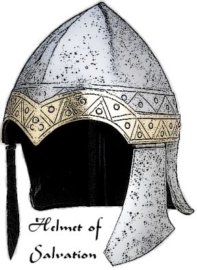 an illustration of a helmet with gold detailing