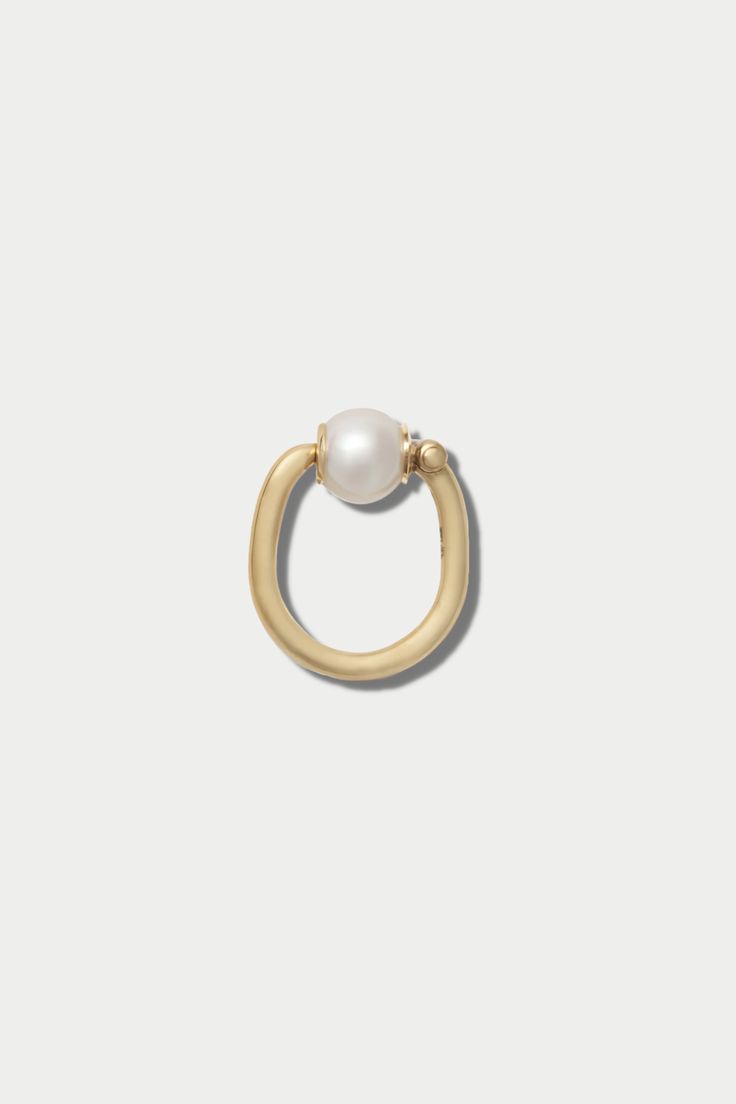 MARLA AARON - Trundle Lock Ring, Pearl Akoya Pearl Drop Ring Jewelry, Akoya Pearl Ring With Pearl Drop, Luxury Akoya Pearl Ring, Luxury Akoya Pearl Ring In Yellow Gold, Luxury Gold Akoya Pearl Ring, Lock Ring, Ring Pearl, Charm Holder, Akoya Pearls