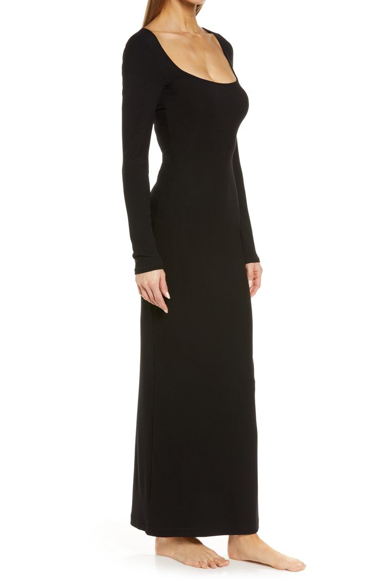 A classic everyday style, this square-neck maxi dress in ribbed stretch modal from Kim Kardashian's SKIMS hugs your body with relaxed comfort. 56" length (size Medium) Slips on over head Square neck Long sleeves Unlined 91% modal, 9% spandex Machine wash, dry flat Imported Ribbed Maxi Dress, Keyhole Dress, Lounge Dress, Long Sleeve Maxi, V Neck Dress, Nordstrom Dresses, Jersey Dress, Long Sleeve Maxi Dress, Pink Dress