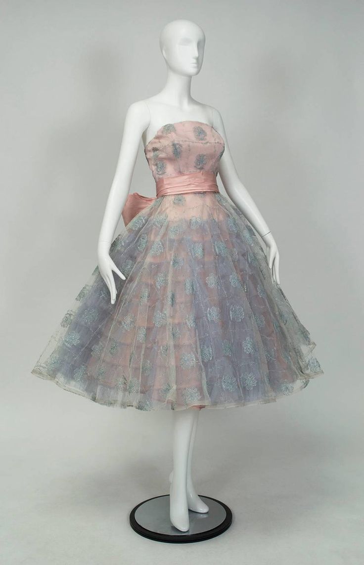 1950s Prom Dress, 50s Prom, Jersey Evening Dress, Peter Pan Dress, Bow Party, 1st Dibs, Cotton Candy Colors, Cupcake Dress, 1950s Dress