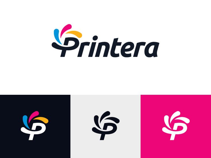 the logo for printera is shown in three different colors and font, as well as an