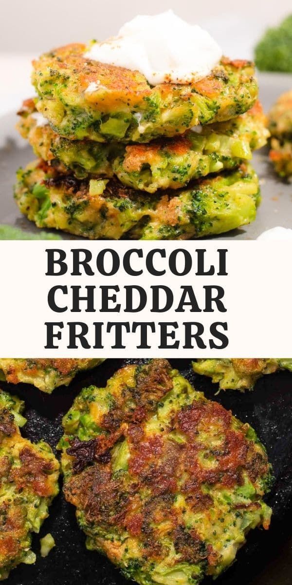 broccoli cheddar fritters are stacked on top of each other