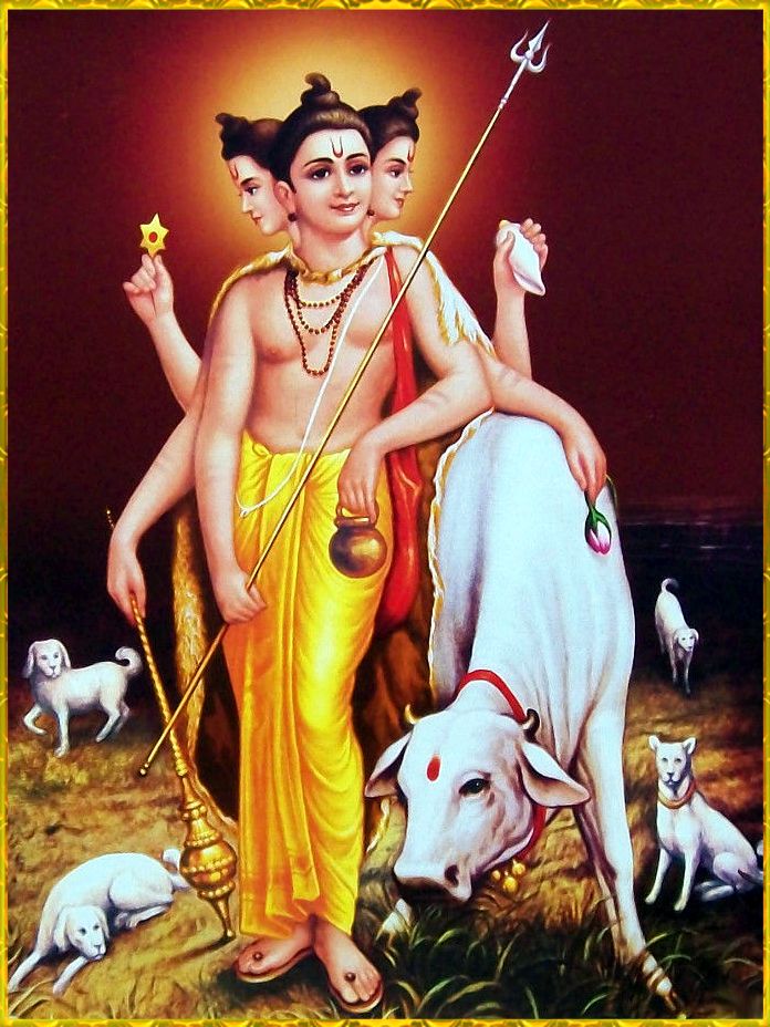 a painting of the hindu god with his cattle