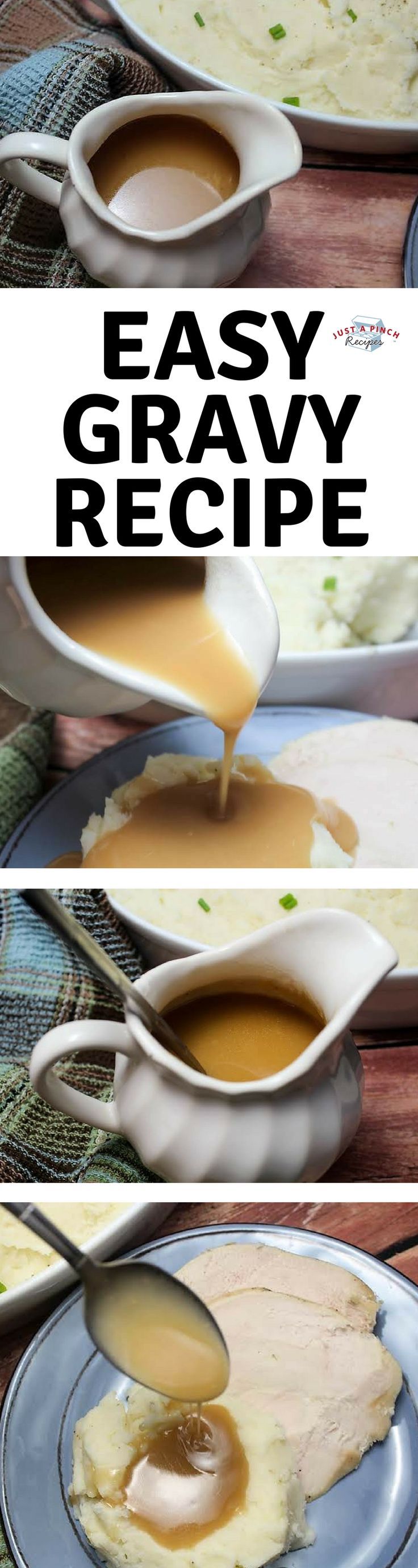 an easy gravy recipe is being served on a plate