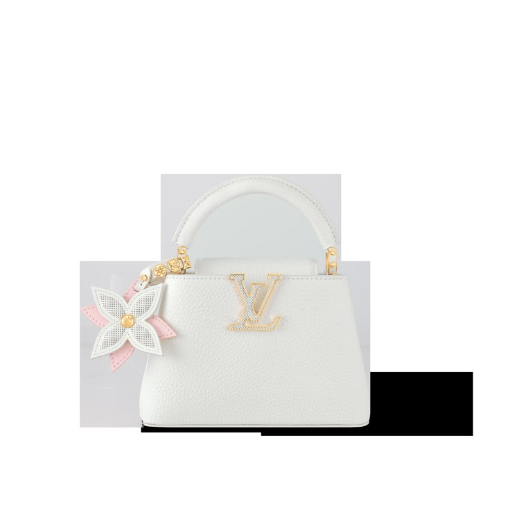 LOUIS VUITTON® - Capucines Mini - Snow Louis Vuitton Products, Capucines Louis Vuitton, White Designer Bag, Louis Vuitton Capucines Mini, Tas Louis Vuitton, Capucines Mini, Tas Lv, Luxury Things, Cute Mini Bags