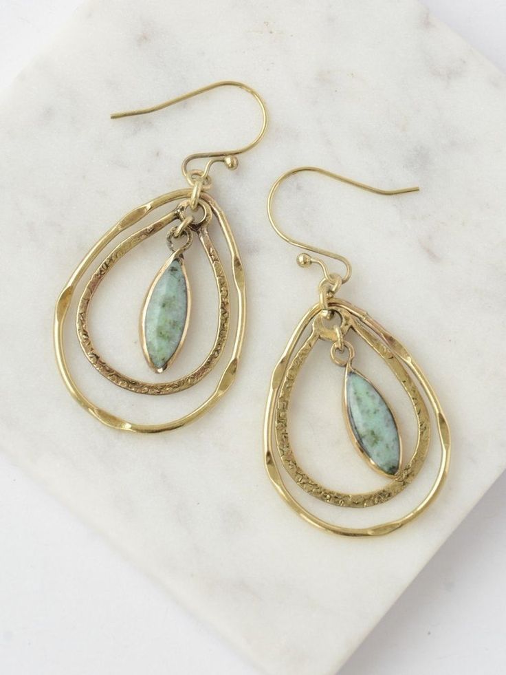 Adela Dangle Earrings Geode Jewelry, Fair Trade Jewelry, Chalcedony Earrings, Hammered Hoop Earrings, Gem Earrings, Jewellery Marketing, Bar Stud Earrings, Dangly Earrings, Jewelry For Her