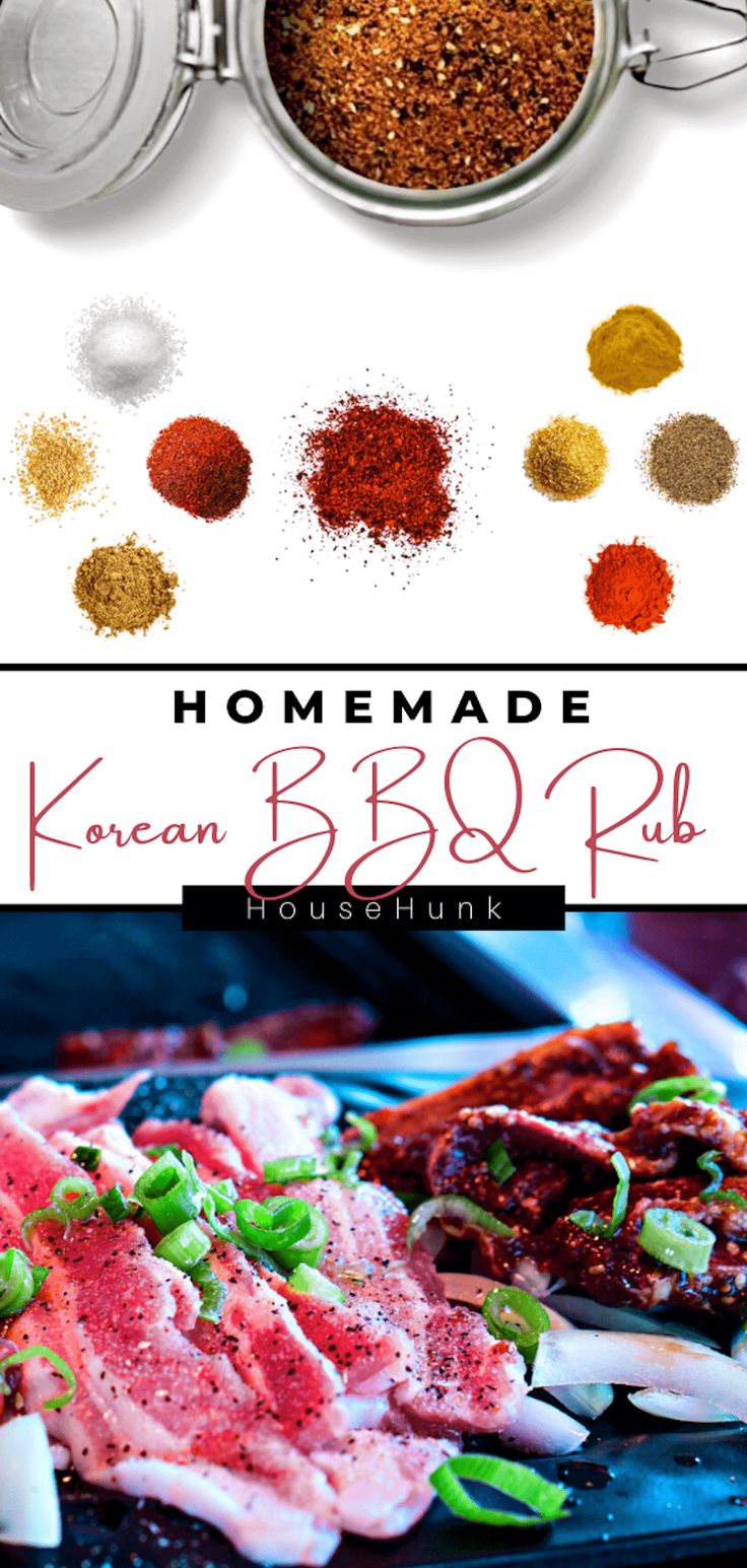 the ingredients for homemade korean bbq are shown in this image and on top of each other