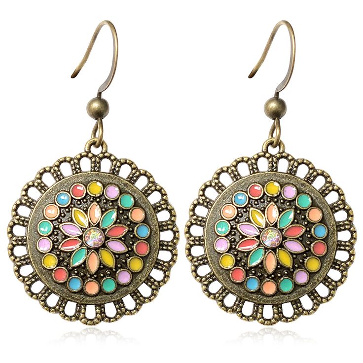 PRICES MAY VARY. ✅ PRODUCT DETAILS – Vintage Silver/Gold Plated. Total length is 45mm/1.77” and total width is 27mm/1.06”. hypoallergenic compliant with all US requirements. ✅ BOHEMIAN BOHO ROUND GEOMETRY DANGLE DROP EARRINGS FOR WOMEN – Beautiful and delicately crafted hollow cut out designs give these earrings a bohemian yet elegant look. You will love the detailing and intricacy of the design. These versatile earrings can be worn with any outfit. so the earring is the perfect present for Chri Bohemian Alloy Beach Jewelry, Summer Alloy Earrings, Bohemian Hoop Earrings For Summer Festival, Bohemian Hoop Earrings For Spring Gift, Bohemian Hoop Earrings As Spring Gift, Retro Dangle Jewelry For Festivals, Bohemian Summer Festival Hoop Earrings, Nickel-free Summer Jewelry, Vintage Metal Hoop Earrings For Summer