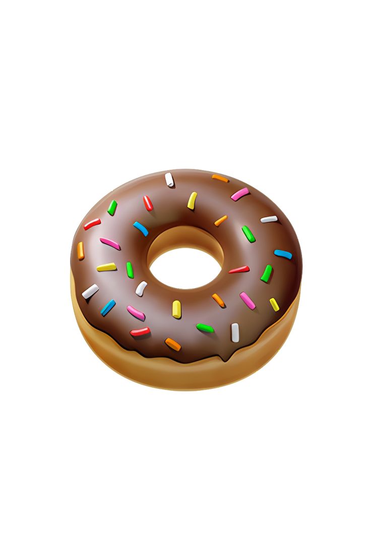 a donut with chocolate frosting and sprinkles is shown on a white background