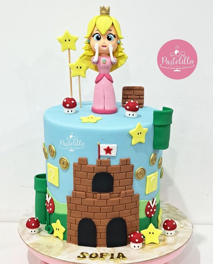 Peaches Cake Mario, Princess Peach Cake, Peach Mario Bros, Mario Birthday Cake, 8th Birthday Cake, Peach Mario, Peach Cake, Princesa Peach, Mario Birthday