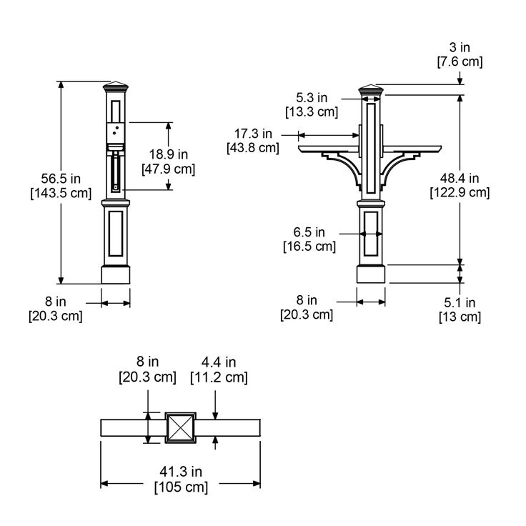 the drawing shows three different types of brackets, and one is shown with measurements for each section