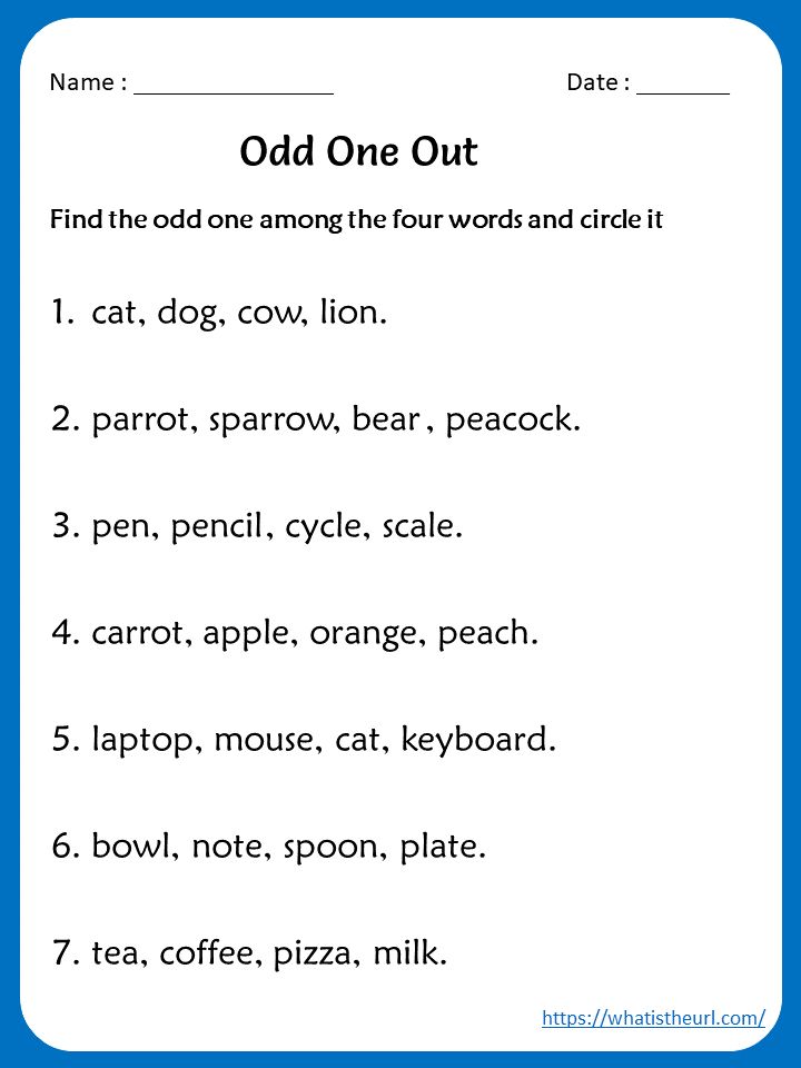 an odd one out worksheet for children to learn how to read the words