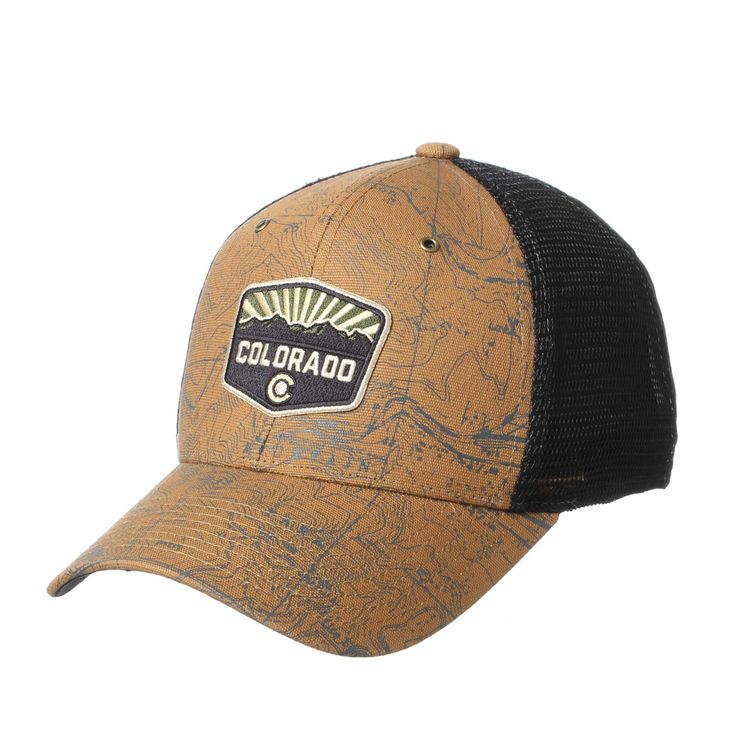 Colorado Hat Topo Map Casual Trucker Hat With Graphic Print For Outdoor, Casual Graphic Print Trucker Hat For Outdoor, Brown Six-panel Trucker Hat For Outdoor Activities, Outdoor Graphic Print Trucker Hat With Curved Brim, Outdoor Trucker Hat With Graphic Print And Curved Brim, Graphic Print Snapback Hats For Outdoor, Urban Six-panel Trucker Hat For Outdoor, Adjustable Outdoor Hat With Graphic Print, Adjustable Graphic Print Hat For Outdoor