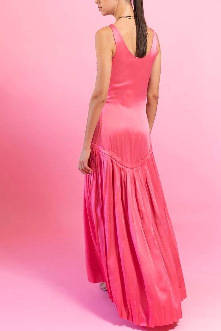 Marni plisset sleeveless gown in pink candy. 72% Acetate Woven, 28% Viscose-Rayon Woven Dry Clean Made in Italy Pink Bias Cut Maxi Dress For Gala, Pink Bias-cut Maxi Dress For Gala, Silk Evening Dress With Pleated Bodice, Sleeveless, Spring Pink Evening Dress With Pleated Bodice, Pink Sleeveless Satin Gown, Pink Maxi Evening Dress With Pleated Bodice, Sleeveless Pink Satin Gown, Pink Sleeveless Evening Dress With Pleated Bodice, Pink Bias Cut Maxi Length Dress