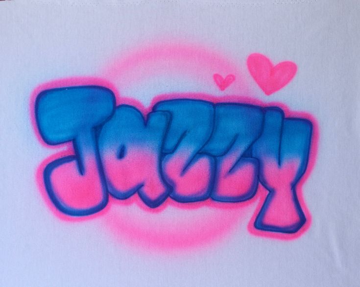 graffiti written in blue and pink on a white surface with hearts around it, including the word tummy