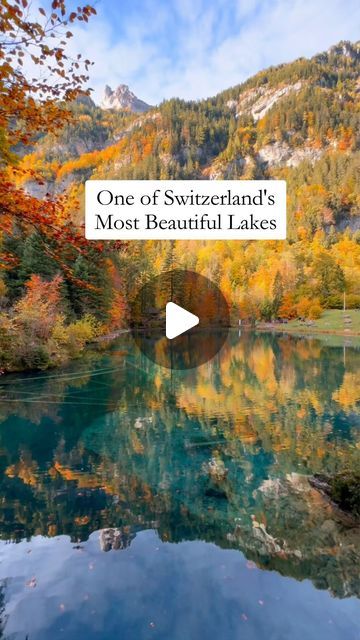 a lake surrounded by trees with the words one of switzerland's most beautiful lakes