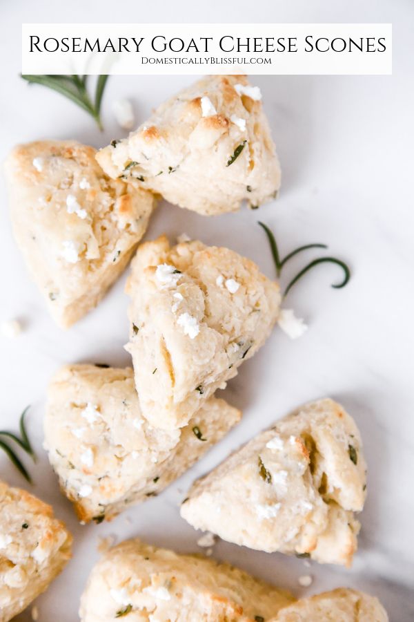 rosemary goat cheese scones on a white plate