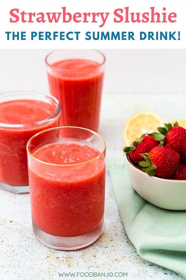 strawberry slush Strawberry Slushy Recipe, Non Alcoholic Strawberry Drinks, Strawberry Slushies Recipes, Strawberry Drinks Non Alcoholic, Strawberry Slushies, Adult Slushies, Summer Punch Recipes, Strawberry Slushie, Frozen Fruit Drinks