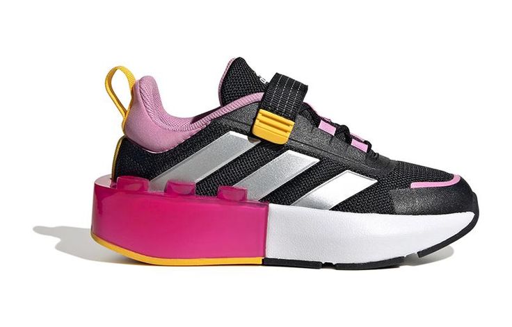 (GS) adidas Tech RNR Elastic Lace and Top Strap x LEGO 'Black Silver Metallic' ID9525 Lego Shoes, Adidas Tech, Sneakers Kids, Lace Shoes, Disney Shoes, Adidas Shop, Adidas Sportswear, Adidas X, Strap Shoes