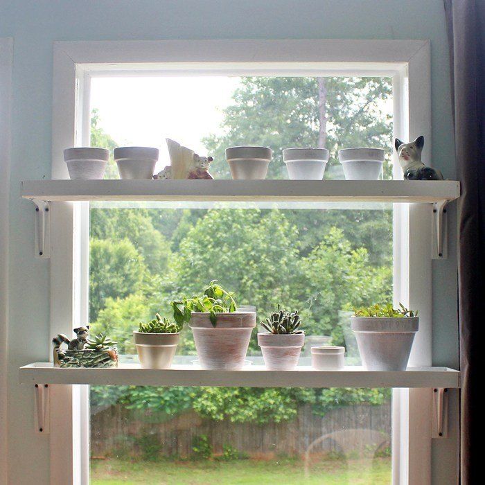 a window sill filled with potted plants on top of it