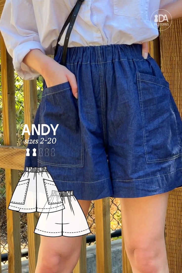 Andy Shorts Pattern Wide Shorts Pattern, Wide Leg Shorts Pattern Free, Free Shorts Pattern Women, Simple Shorts Pattern, Shorts Free Sewing Pattern, Diy Shorts Pattern Free Sewing, Cute Free Sewing Patterns, Sew Shorts Pattern, Alternative Sewing Patterns