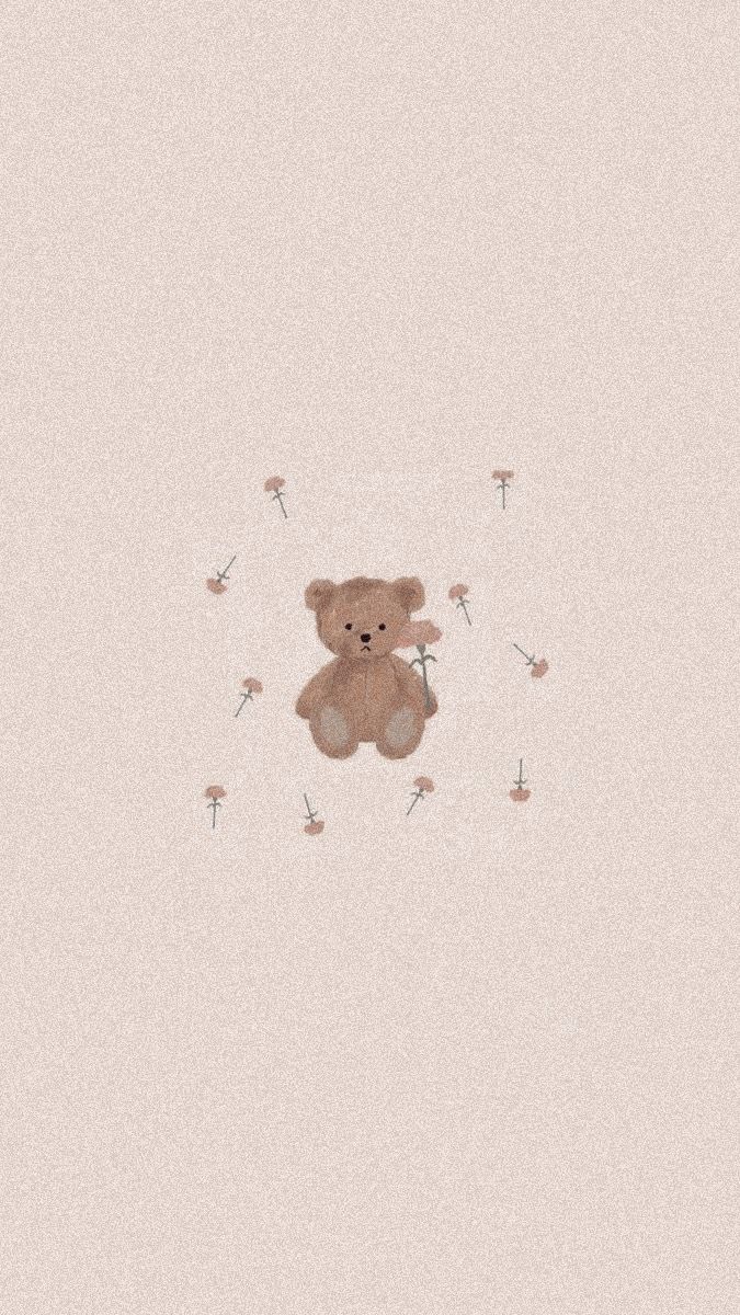 a brown teddy bear sitting on top of a field of dandelions in the sky